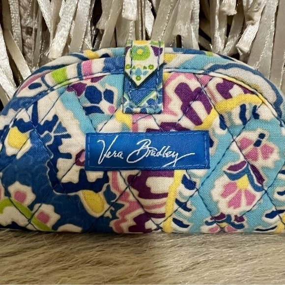 VERA BRADLEY Capri Blue Travel Jewlery Case Green Purple Paisley Semi-Circle - Picture 3 of 11